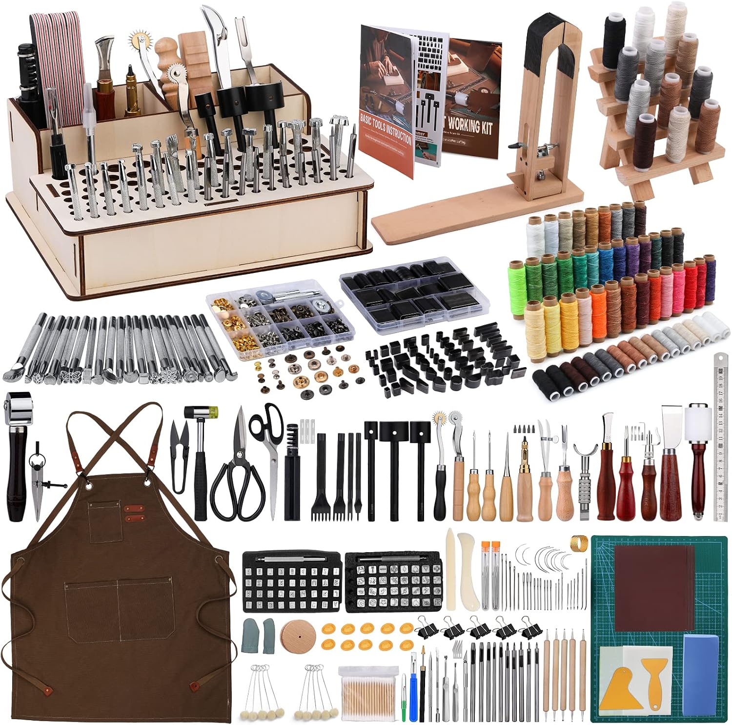 Leatherwork Beginner Tools - Set di 628 Pezzi per Lavorazione