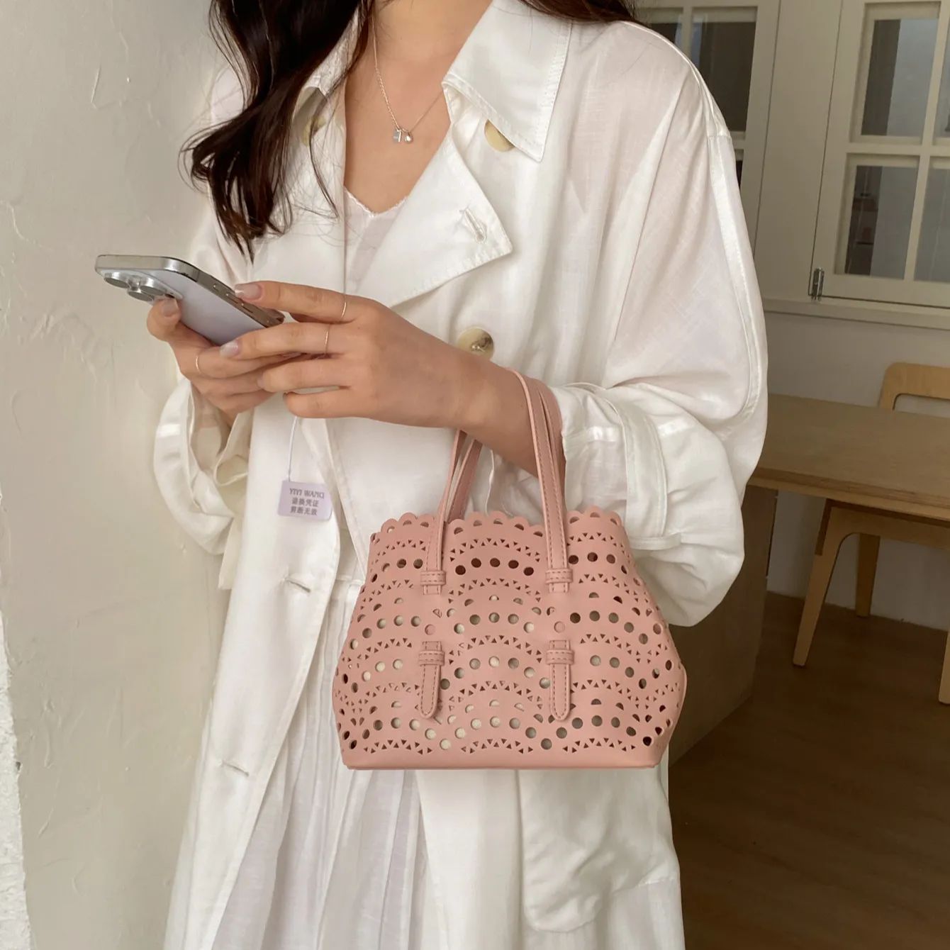 Leather Work Handbags For Women - Borsa a tracolla stampata Red Hollow,