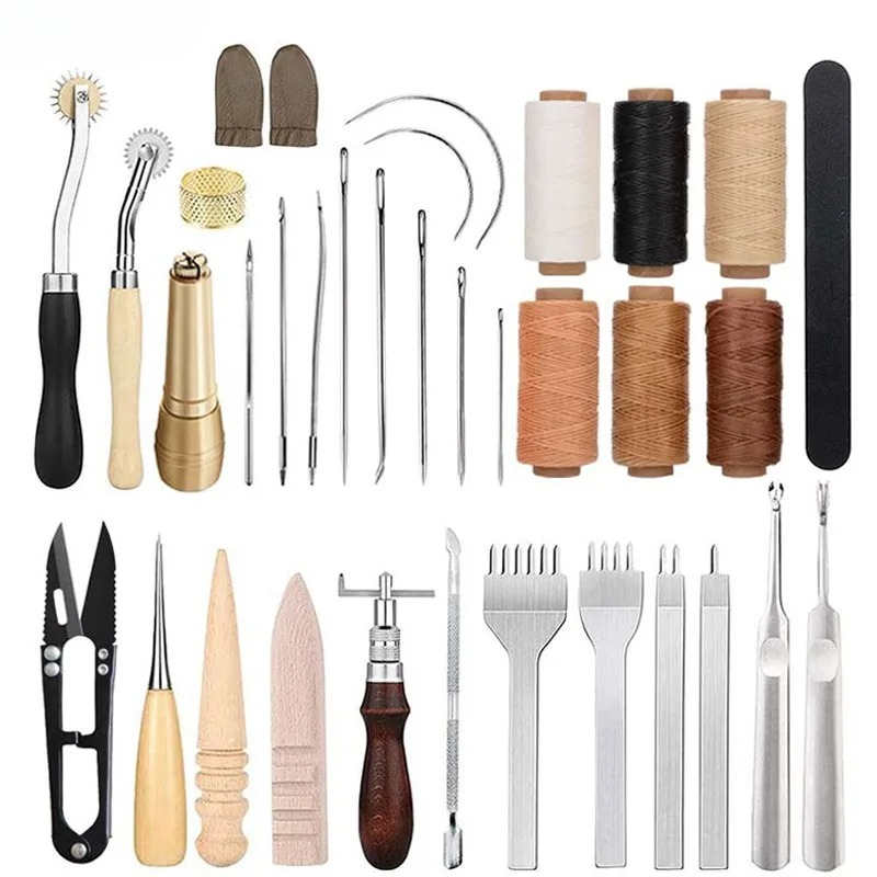 Leatherwork Beginner Tools - Kit di 25 Attrezzi per Lavorazione