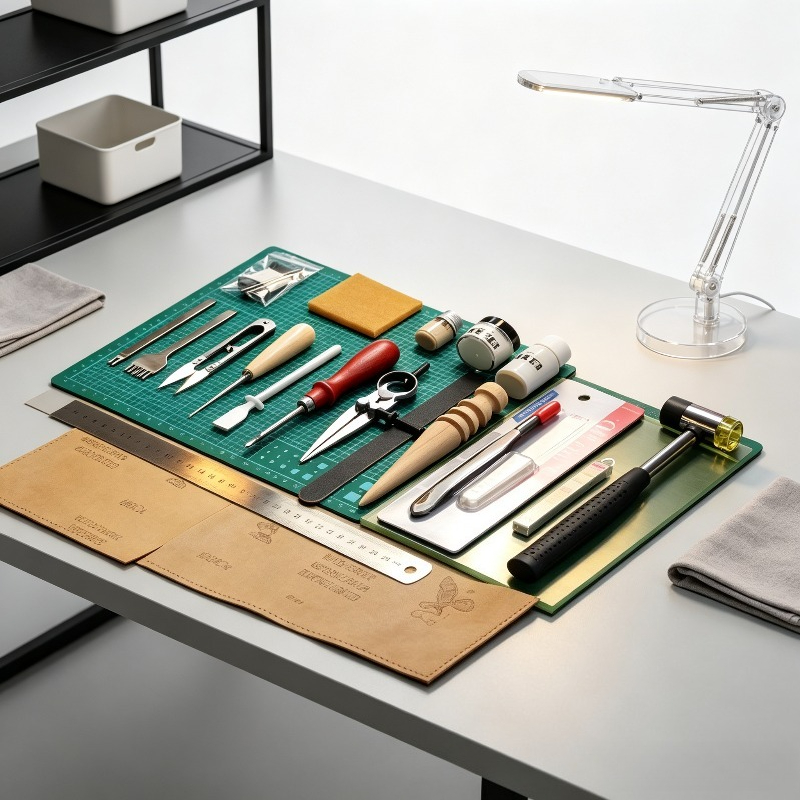 Leatherwork Beginner Tools - Set per Lavorazione del Cuoio Fai-da-Te,