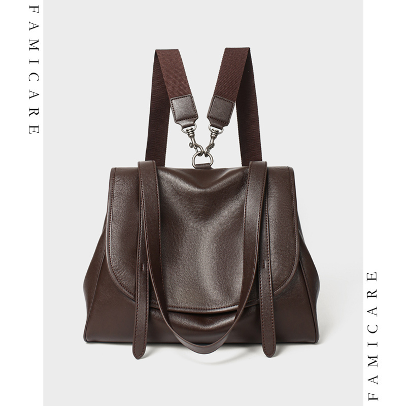 Leather Work Womens Backpack - Zaino da donna vintage in morbida