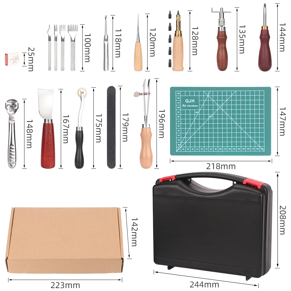 QJH Set di 15 Utensili per Lav - Leatherwork Beginner Tools recensione e prezzo